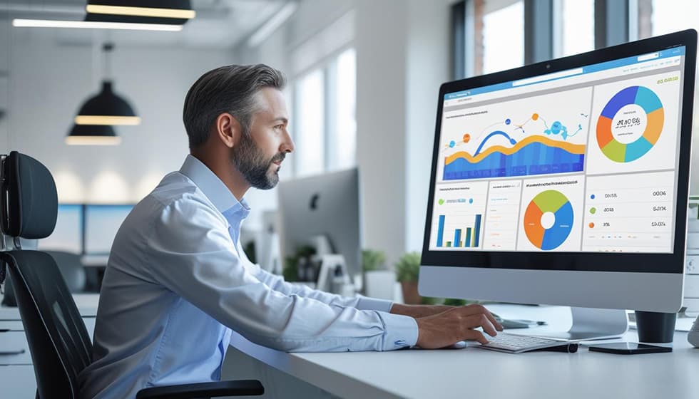 AI Automation benefits - Small business owner in Lorton VA using dashboard to save time and money