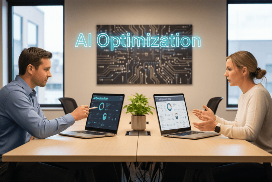 AI Content Optimization vs Traditional SEO comparison image for Lorton VA businesses